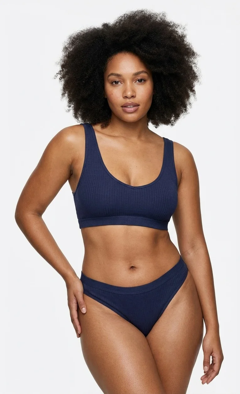 Fitilli (Ribbed) Ribana Tanga Midnight Navy - Ön Görünüm